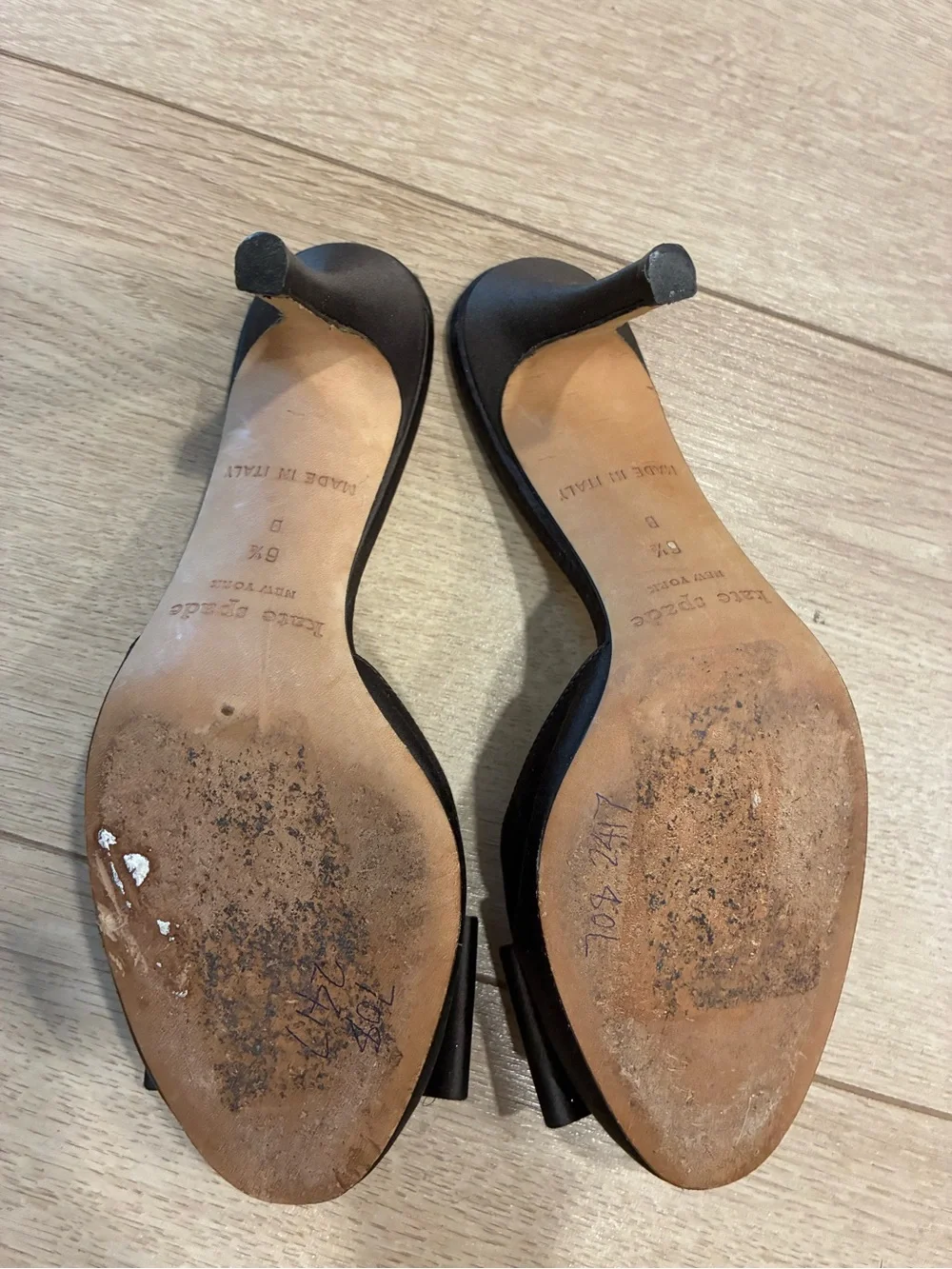 Kate Spade New York Women’s Brown Satin Peeptoe Slip On Heel Size 6.5
